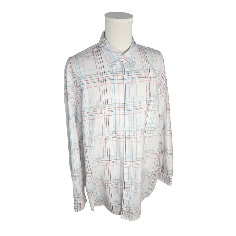Vintage Territory Ahead Plaid Button Down Shirt XLT Made in Hong Kong